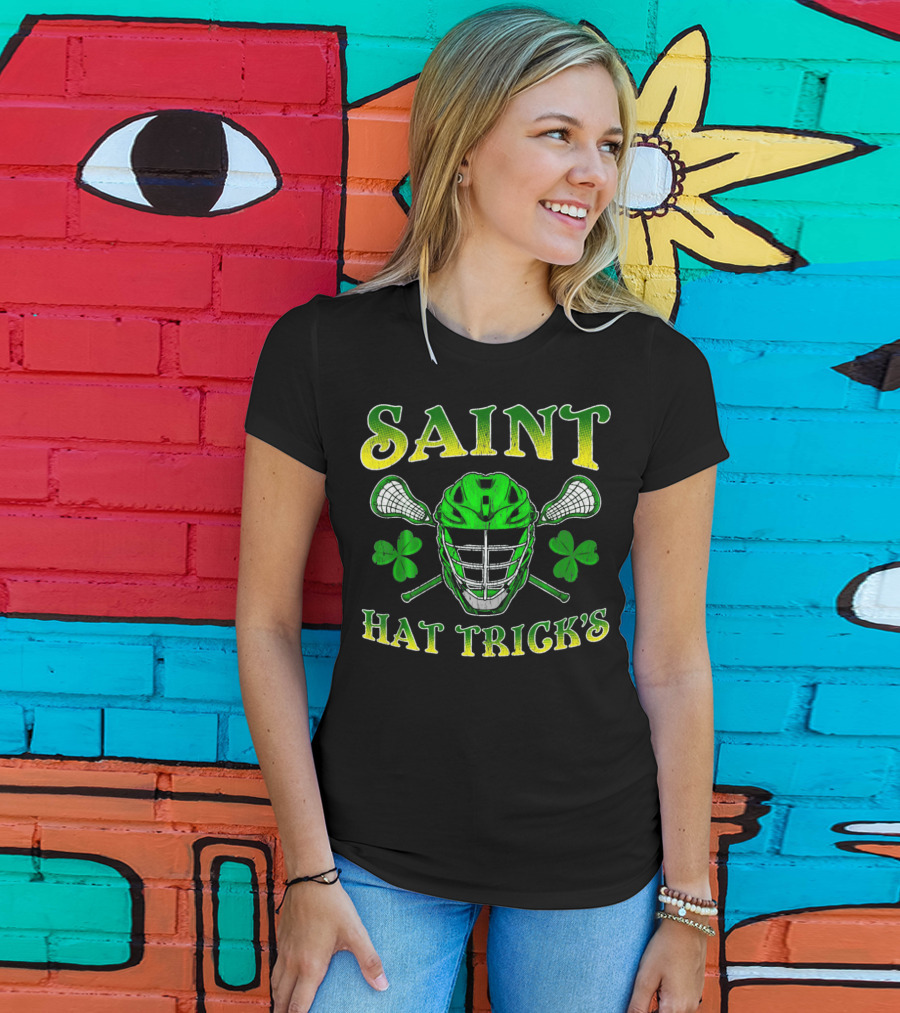 Saint Hat Trick's Funny Lacrosse Irish St Patricks T-Shirt