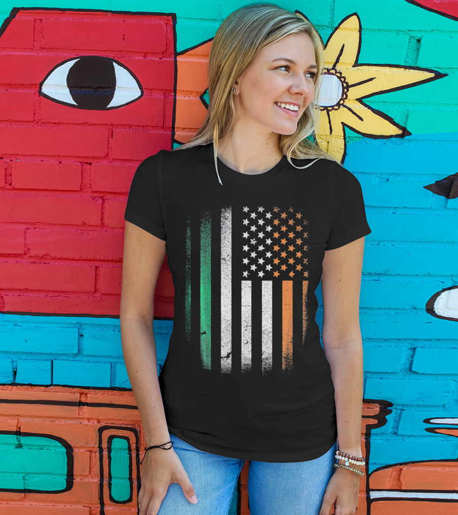 Irish Roots American Born Flag Fusion Ireland USA T-Shirt