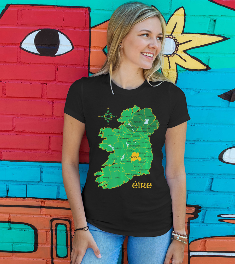 Laois Éire Ireland Irish County Map Compass T-Shirt