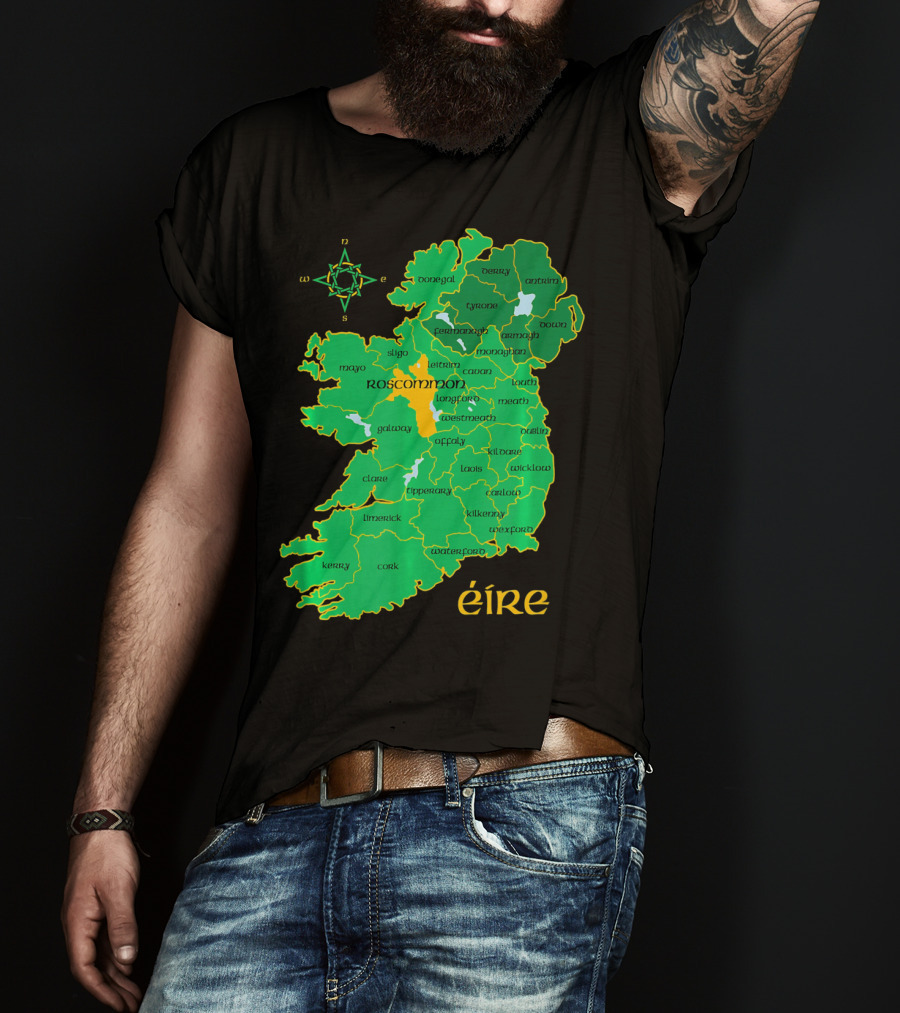 Roscommon Ireland Irish County Map Éire T-Shirt