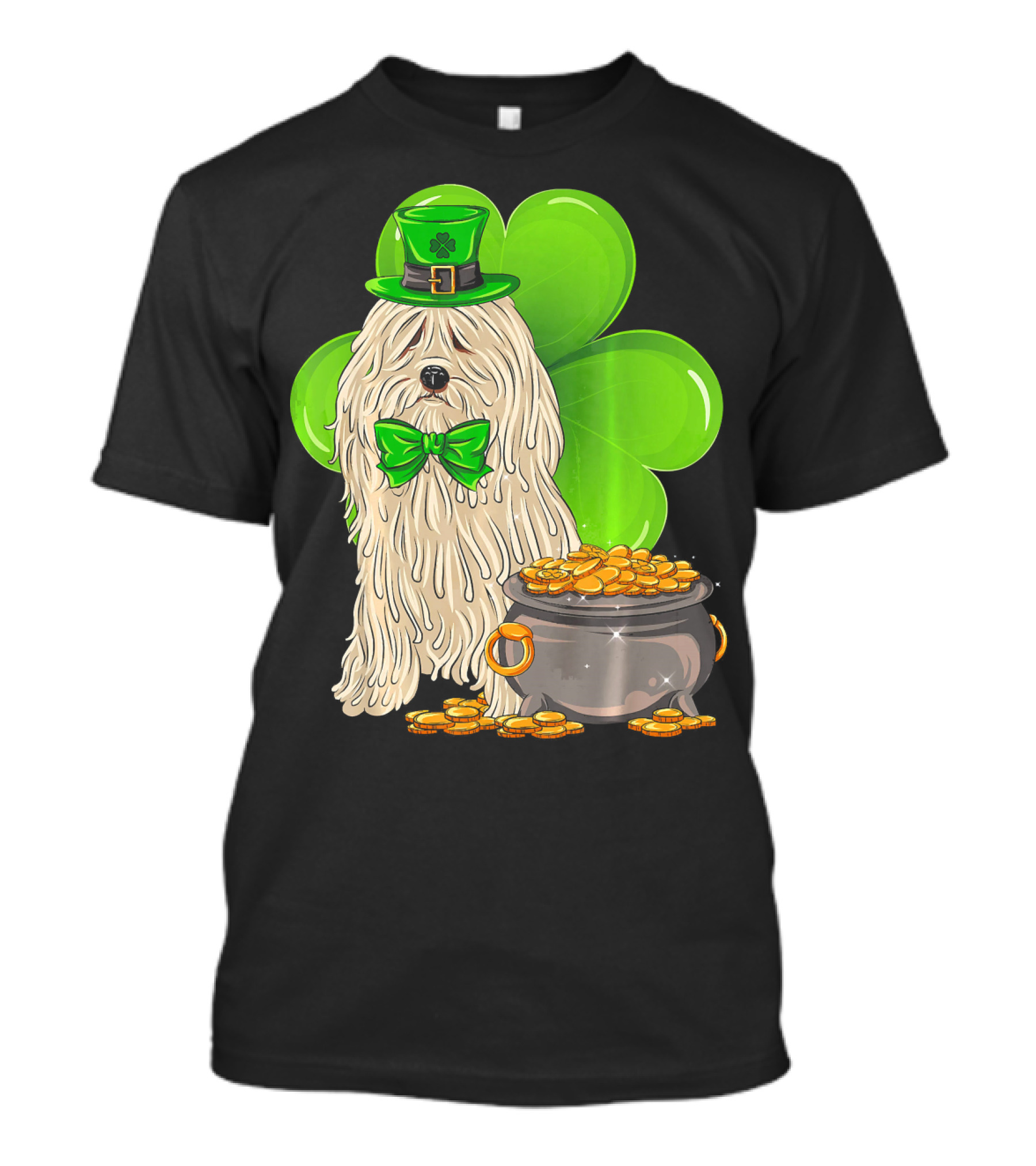 Puli Dog St Patricks Day Leprechaun With Pot Of Gold And Shamrock T-Shirt