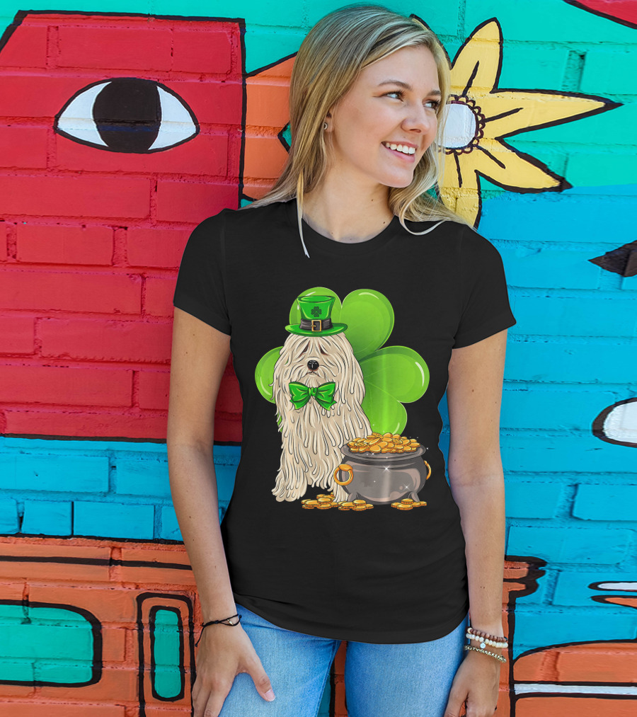 Puli Dog St Patricks Day Leprechaun With Pot Of Gold And Shamrock T-Shirt