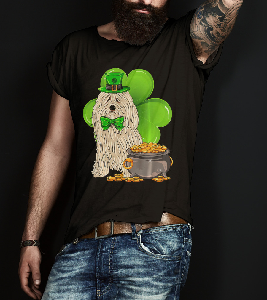 Puli Dog St Patricks Day Leprechaun With Pot Of Gold And Shamrock T-Shirt