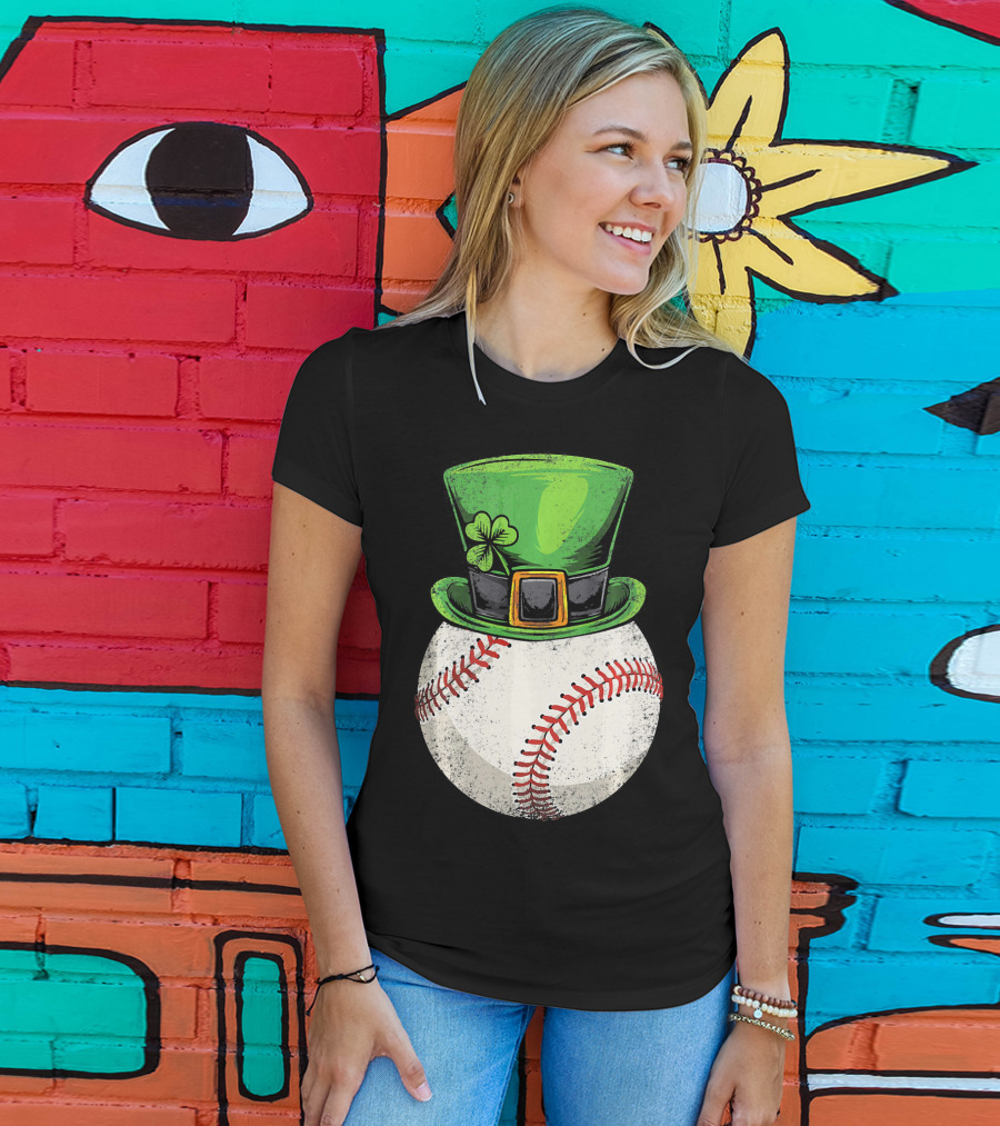 St Patricks Baseball Leprechaun Shamrock Hat T-Shirt