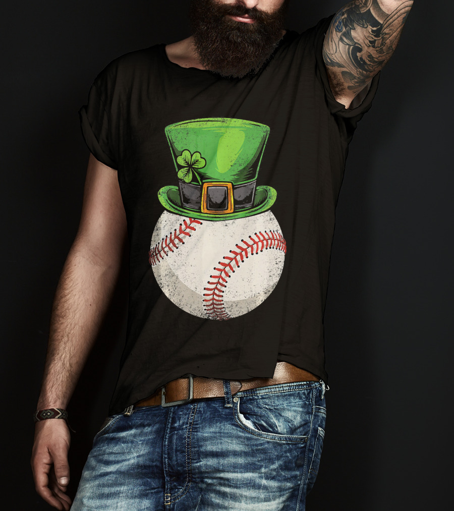 St Patricks Baseball Leprechaun Shamrock Hat T-Shirt