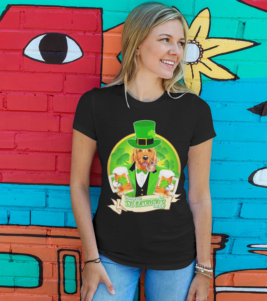 Happy St. Patrick's Day Golden Retriever Beer Fest T-Shirt