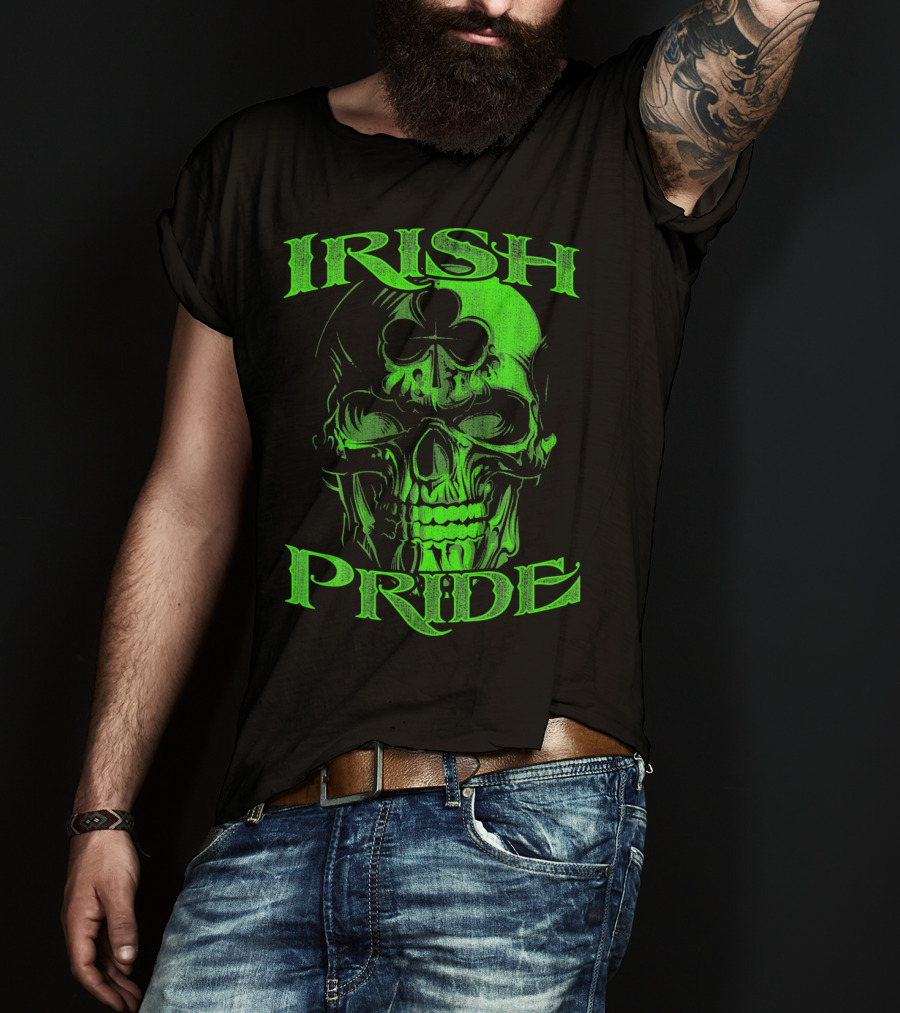 Irish Pride Shamrock Skull T-Shirt