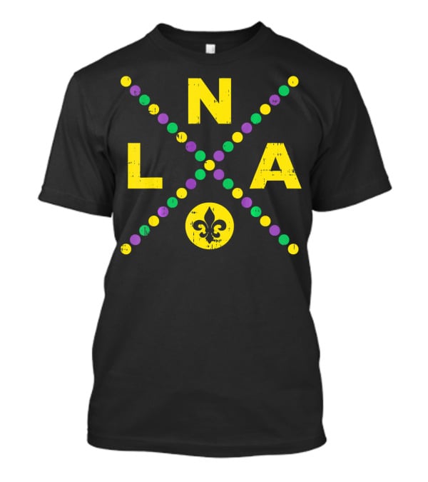 NOLA New Orleans Louisiana Jester Fleur-de-Lis Mardi Gras Colors T-Shirt