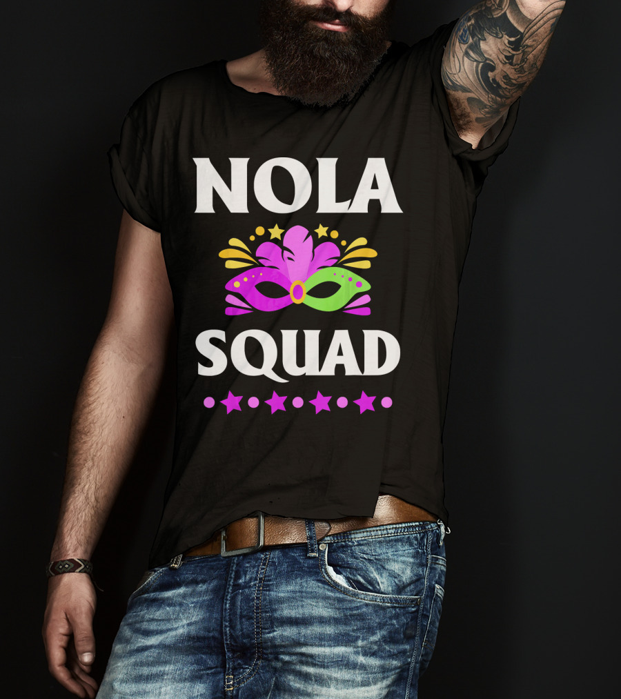 Nola Squad Mardi Gras Mask Stars T-Shirt