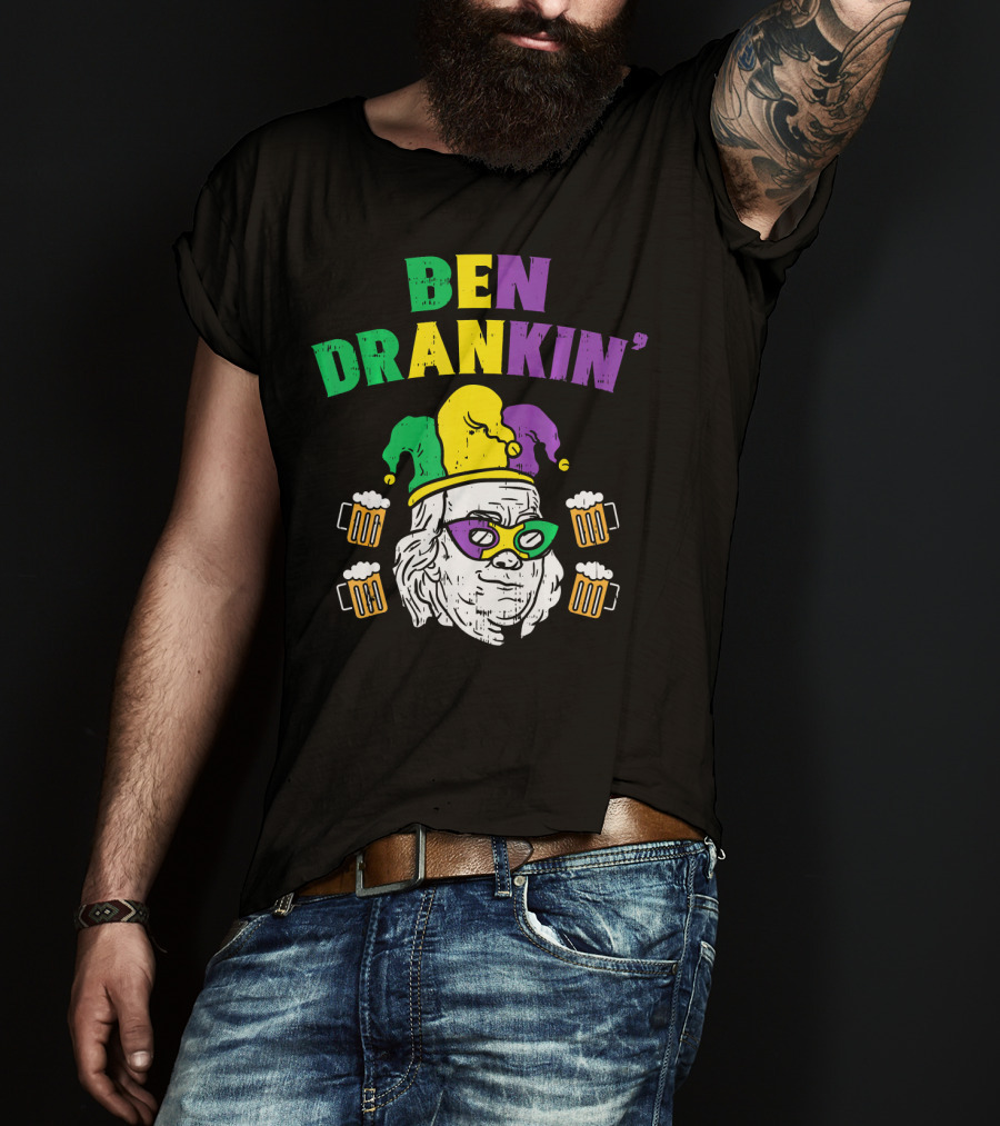 Ben Drankin' Franklin Jester Mask Beer Mugs T-Shirt