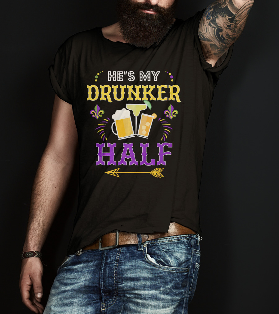 He's My Drunker Half Beer Cocktails Fleur-de-Lis Arrow T-Shirt