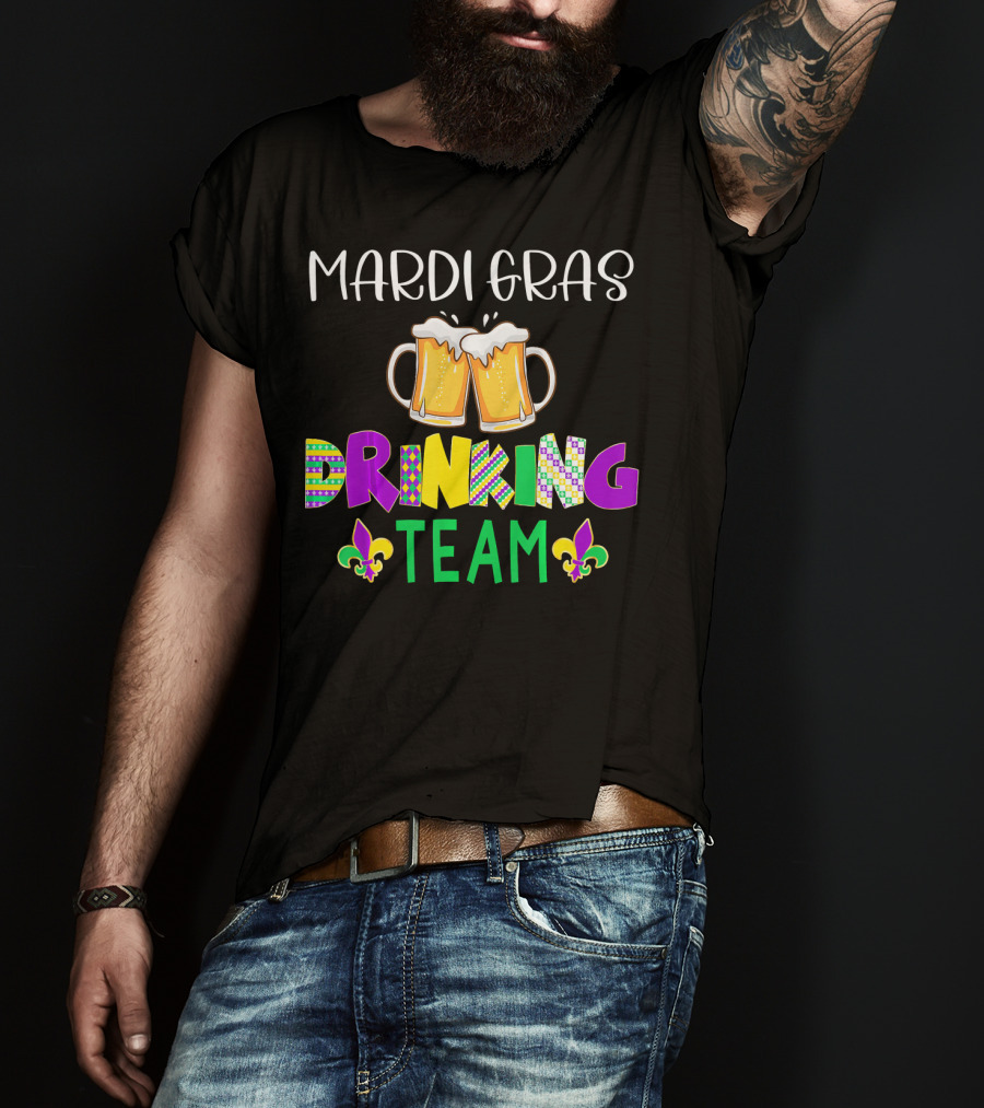Mardi Gras Drinking Team Beer Whiskey Festival T-Shirt