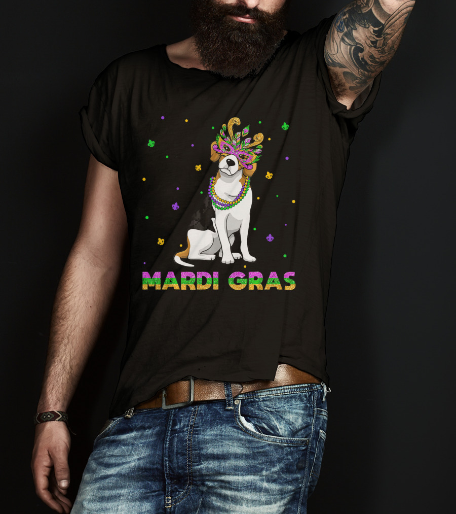 Jack Russell Terrier Mardi Gras Mask Beads Fun T-Shirt