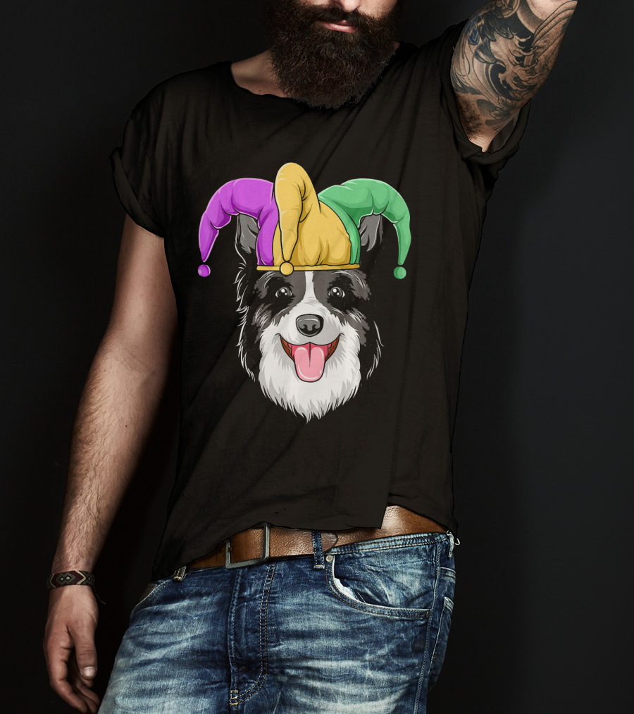 Mardi Gras Jester Hat Collie Carnival T-Shirt