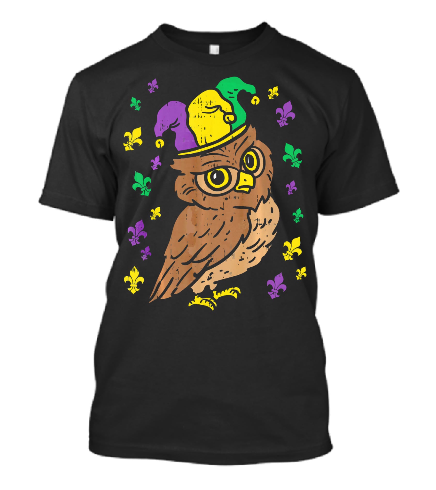 Jester Owl Mardi Gras Bird Animal Lover T-Shirt