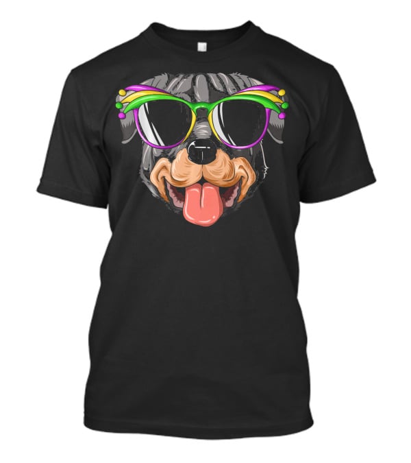 Rottweiler Mardi Gras Carnival Mask Sunglasses Rottweiler T-Shirt