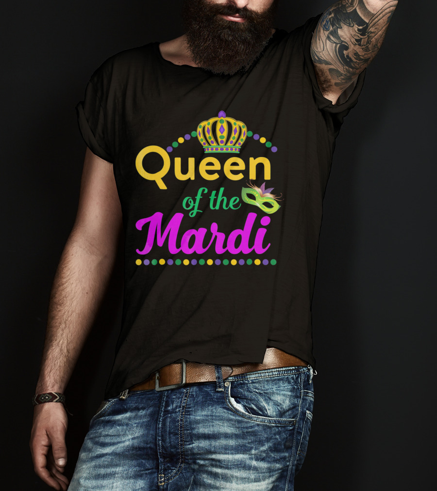 Queen Of The Mardi Gras With Crown And Mask T-Shirt