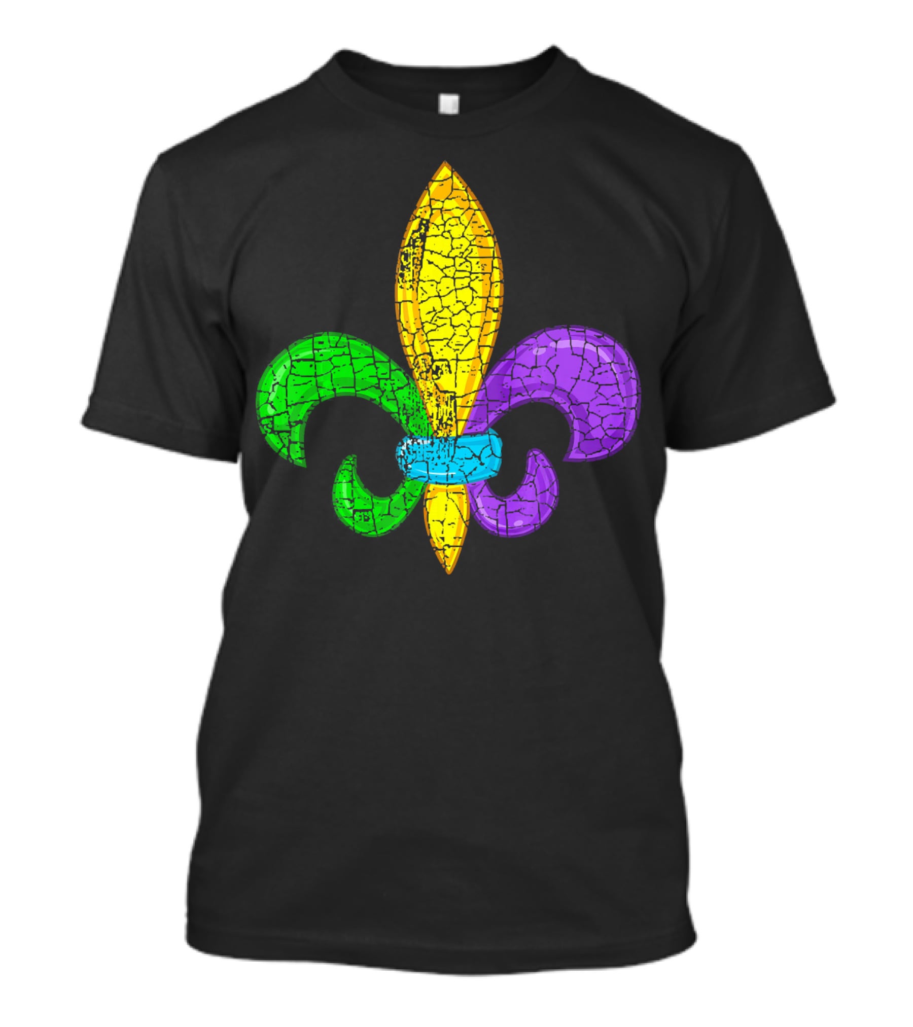 Fleur De Lis Mardi Gras Cute Fat Tuesday Cracked Texture T-Shirt