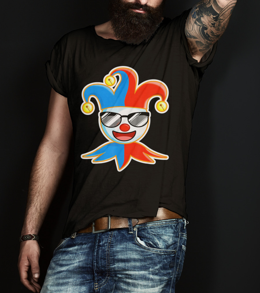 Joker Sunglasses Laughing Clown Jester Hat T-Shirt