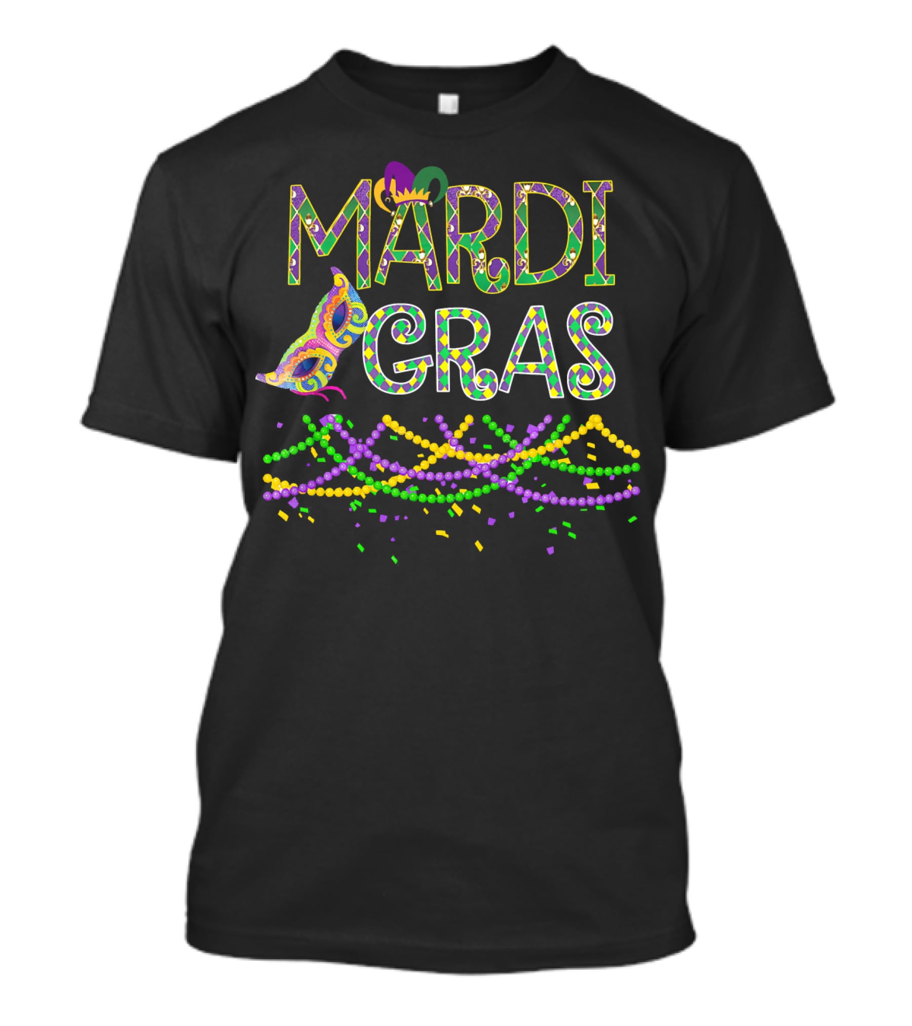 Mardi Gras Party Beads And Mask T-Shirt