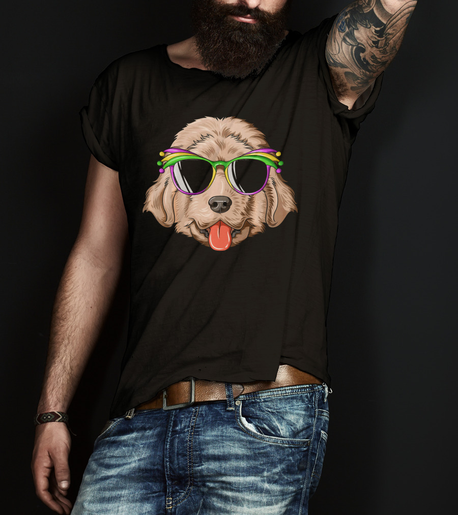 Newfoundland Dog Mardi Gras Carnival Mask Sunglasses T-Shirt