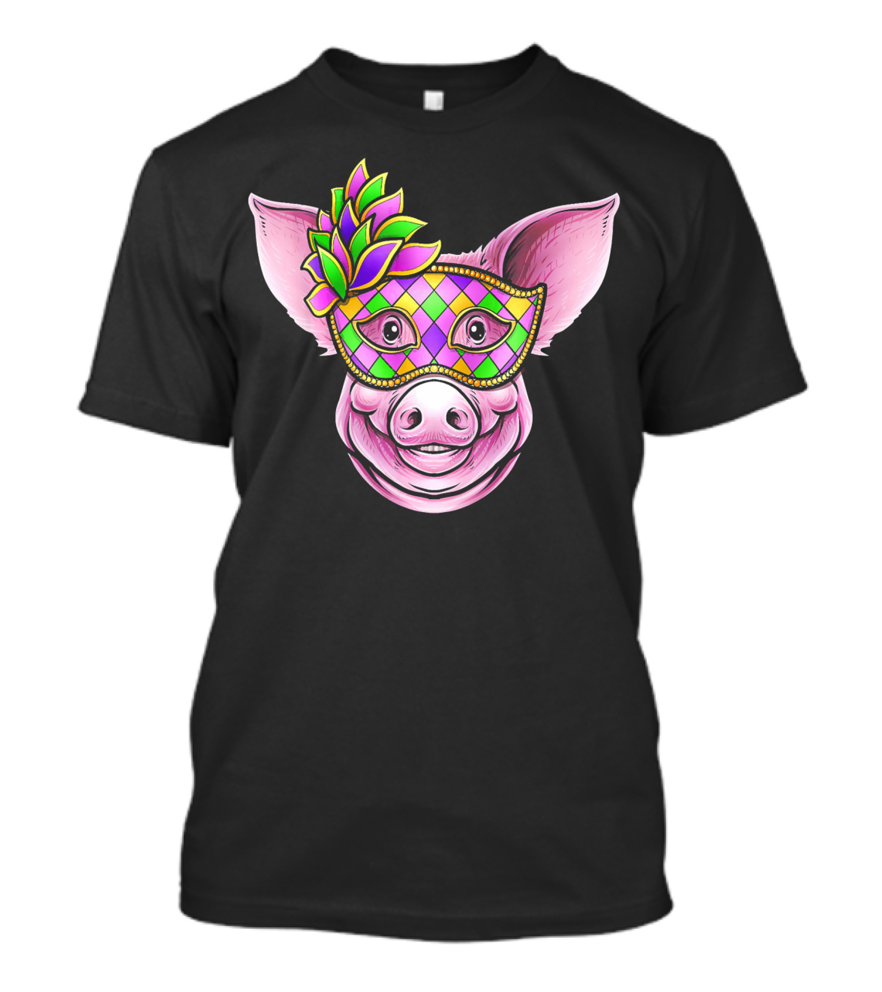 Piglet With Colorful Carnival Mask Happy Festival Face T-Shirt