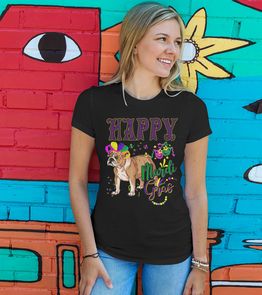 Happy Mardi Gras English Bulldog T-Shirt
