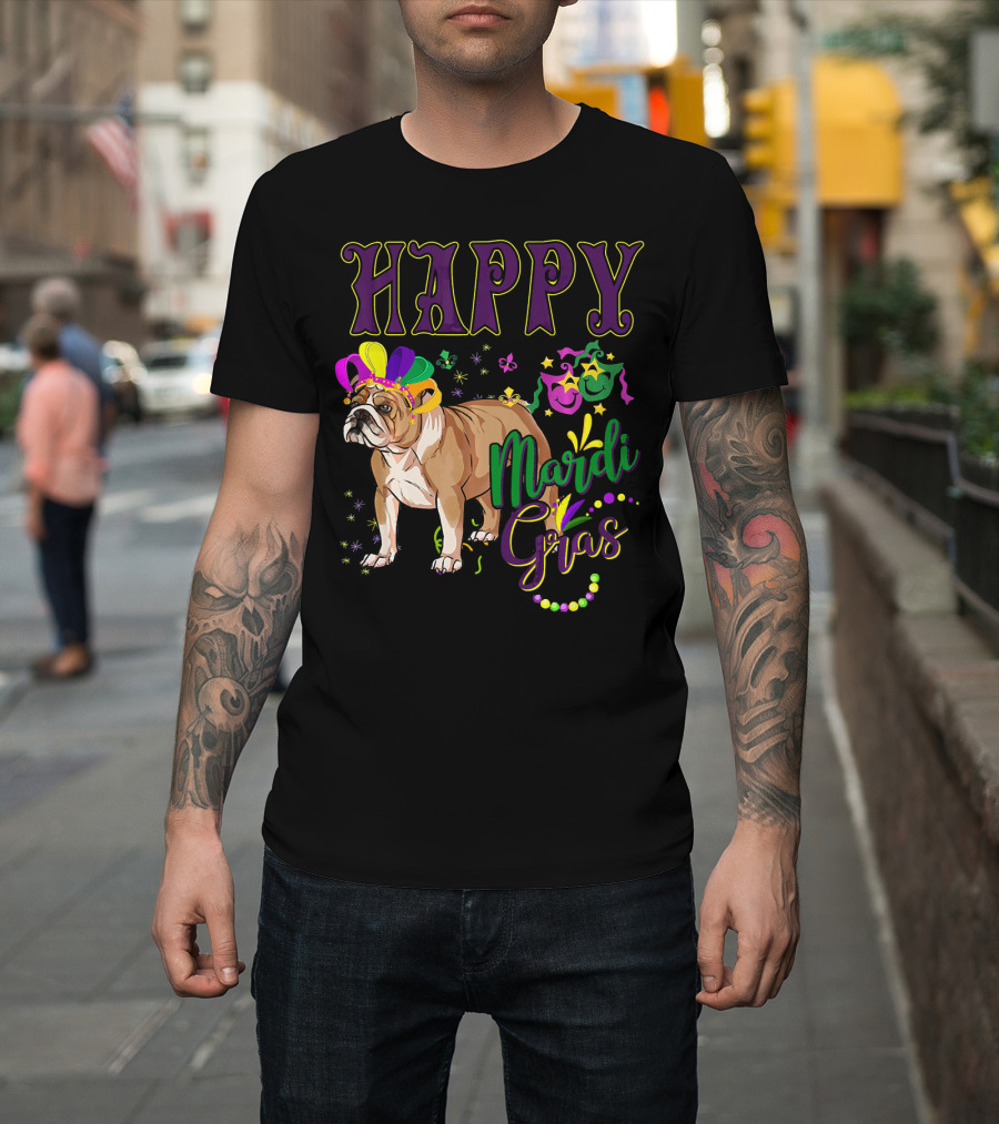 Happy Mardi Gras English Bulldog T-Shirt