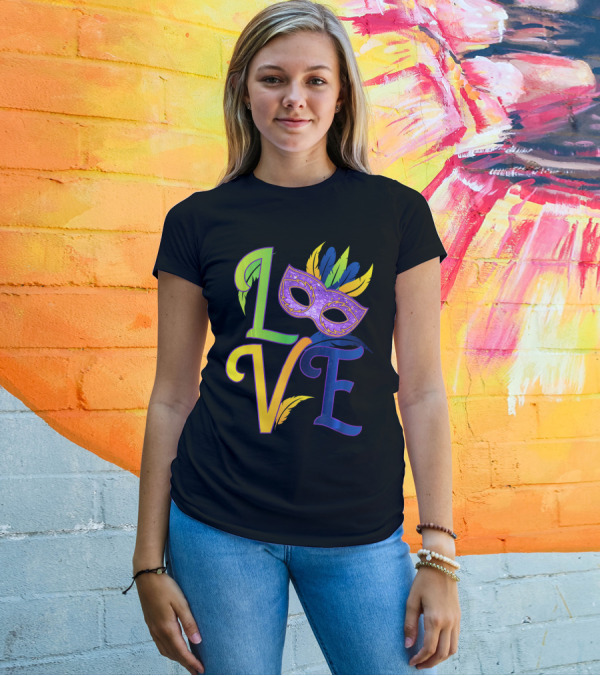 Love Mardi Gras Mask Honor New Orleans T-Shirt