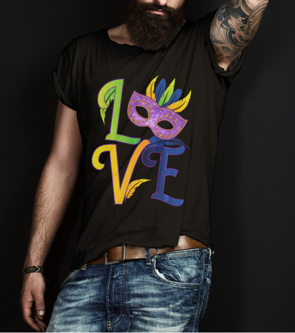 Love Mardi Gras Mask Honor New Orleans T-Shirt
