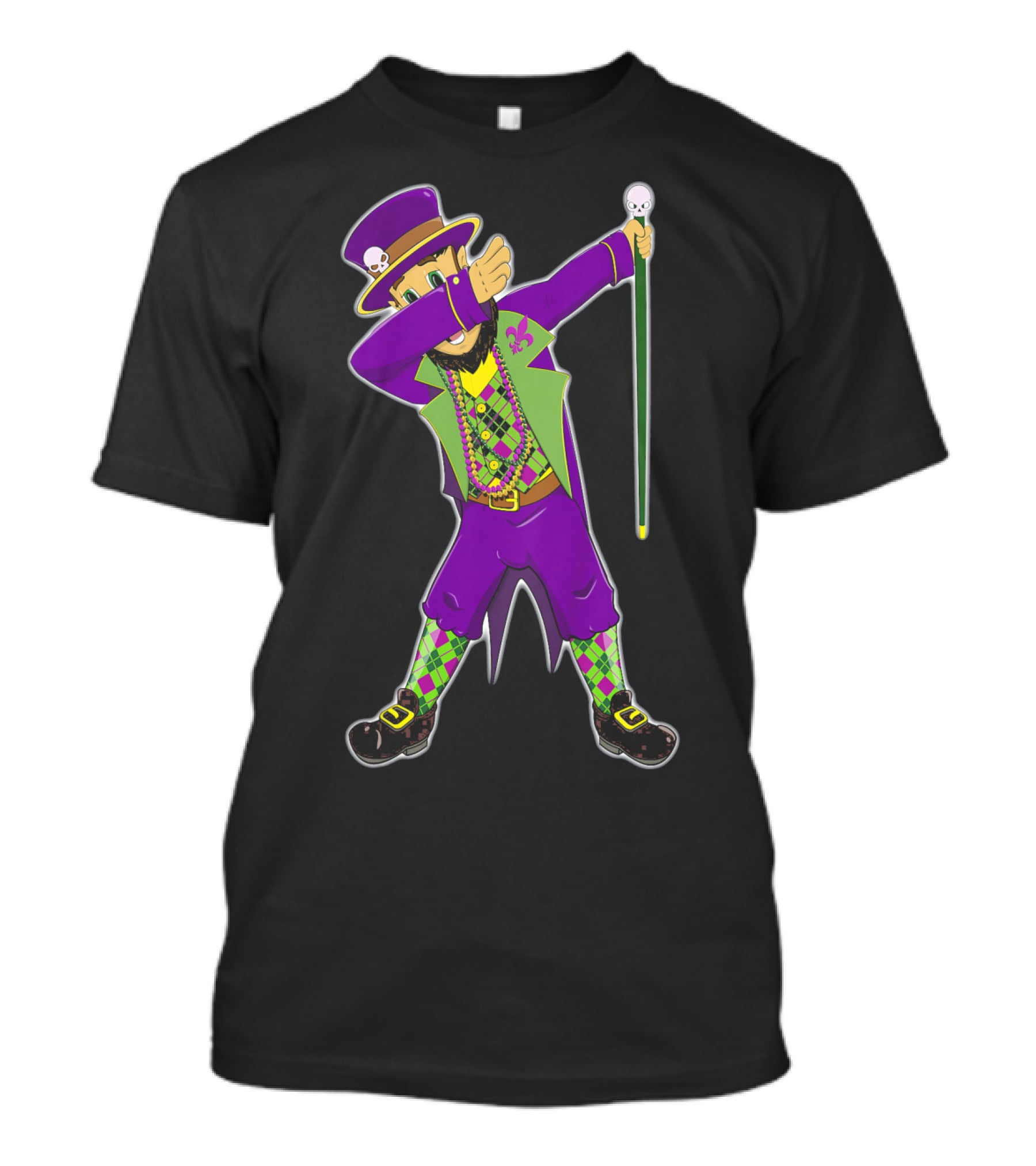 Kids Mardi Gras Jester Dabbing Colorful Costume T-Shirt