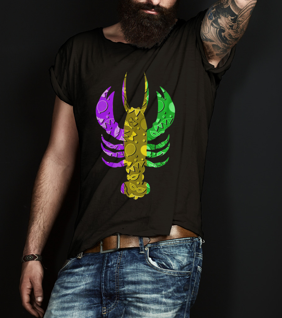 Crawfish Fleur De Lis Mardi Gras T-Shirt