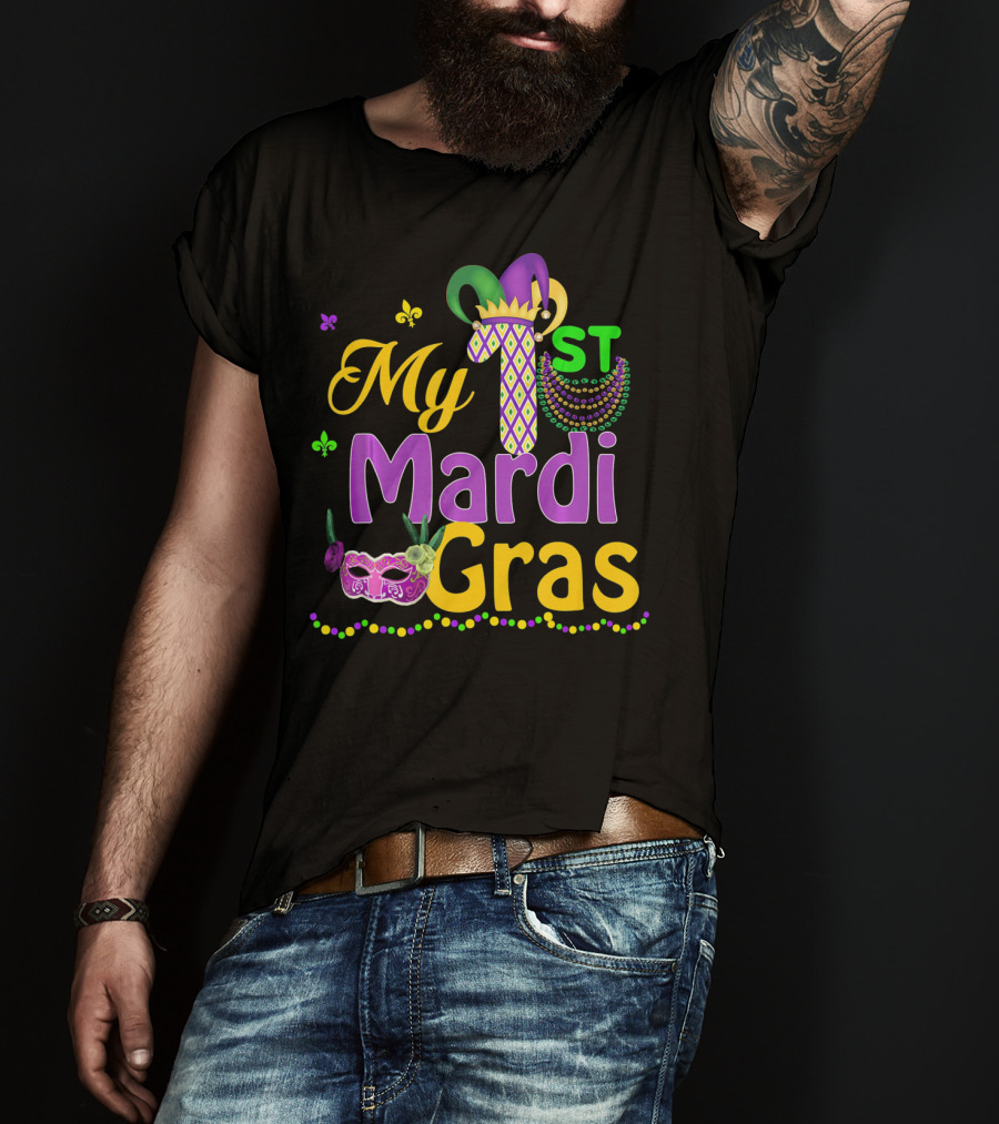 My 1st Mardi Gras Mask Beads Celebratory T-Shirt