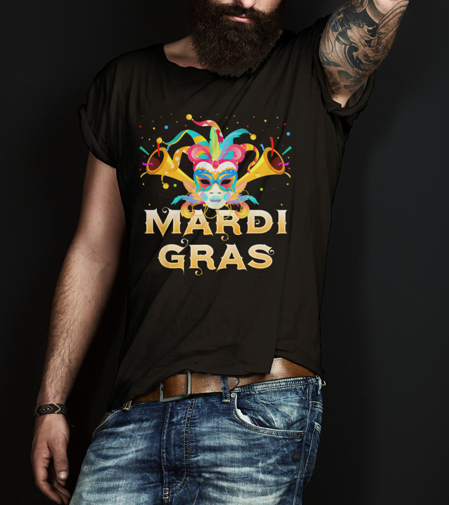 Mardi Gras Mask And Horns T-Shirt