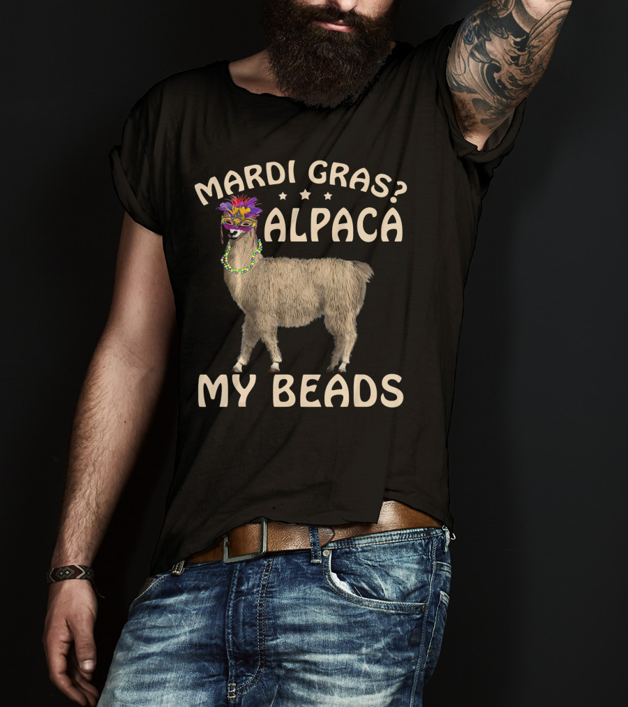 Mardi Gras Alpaca My Beads Festive T-Shirt