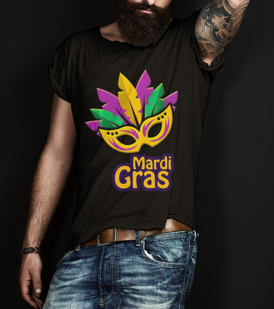 New Orleans Mardi Gras Feathered Mask Party T-Shirt