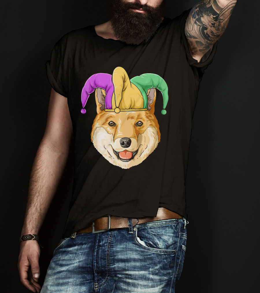 Mardi Gras Shiba Inu Jester Hat Carnival T-Shirt