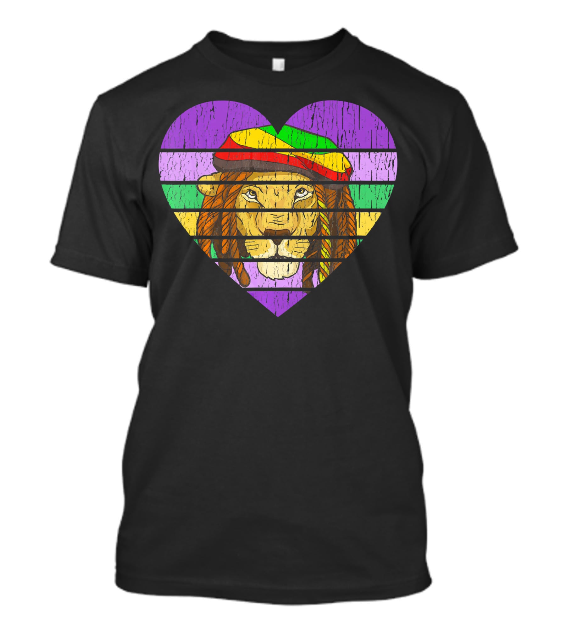 Mardi Gras Lion Rasta Heart Vintage Carnival T-Shirt