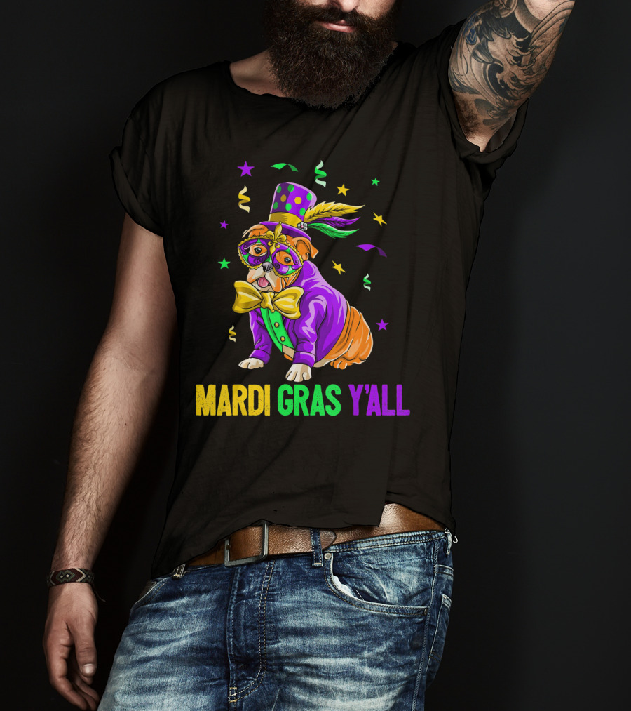 Bulldog Mardi Gras Y'all Celebration Festivities T-Shirt