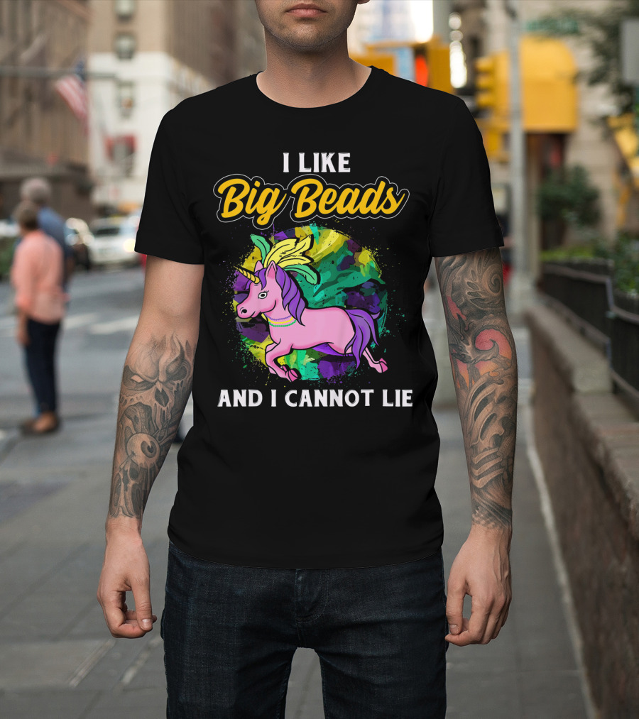 I Like Big Beads And I Cannot Lie Kids Funny Mardi Gras Pink And Pur T-Shirt