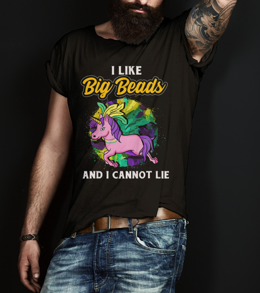 I Like Big Beads And I Cannot Lie Kids Funny Mardi Gras Pink And Pur T-Shirt