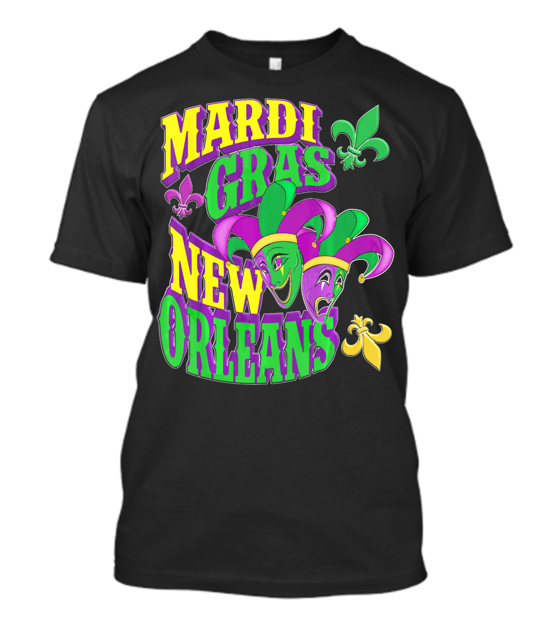 Mardi Gras Masks New Orleans Fleur-de-Lis Parade T-Shirt