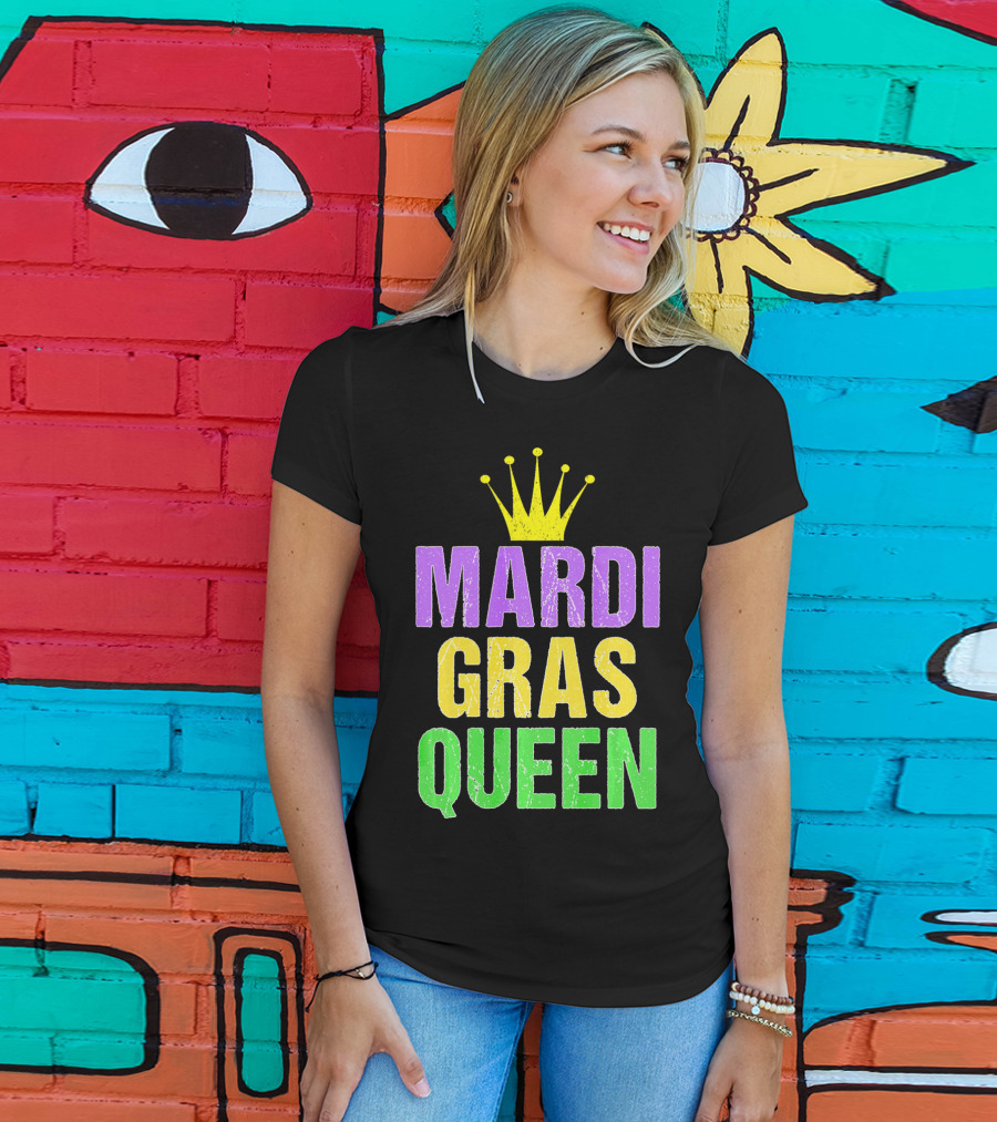 Mardi Gras Queen Mardi Gras Crown Purple Yellow Green T-Shirt