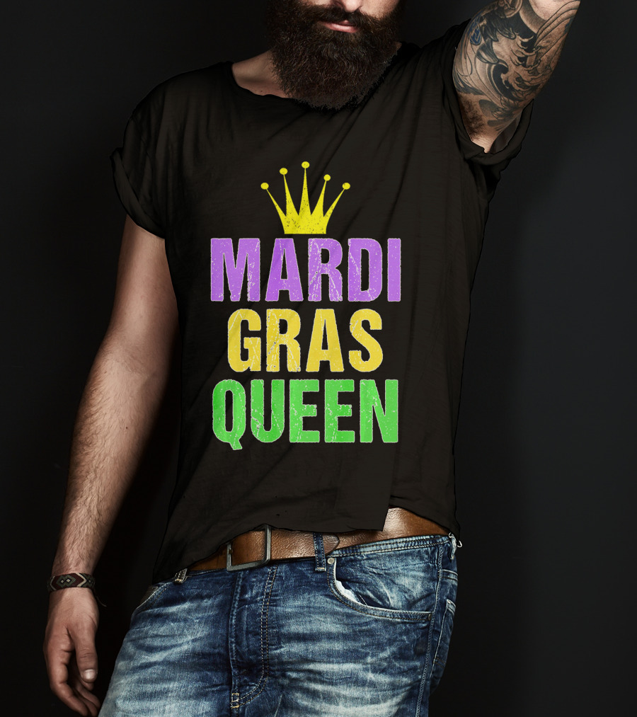 Mardi Gras Queen Mardi Gras Crown Purple Yellow Green T-Shirt