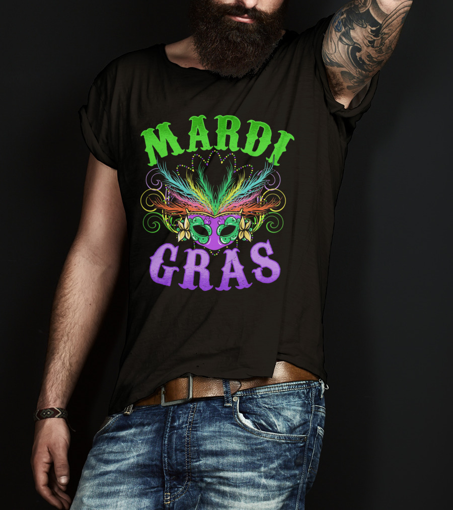 Mardi Gras Feather Mask Festival T-Shirt