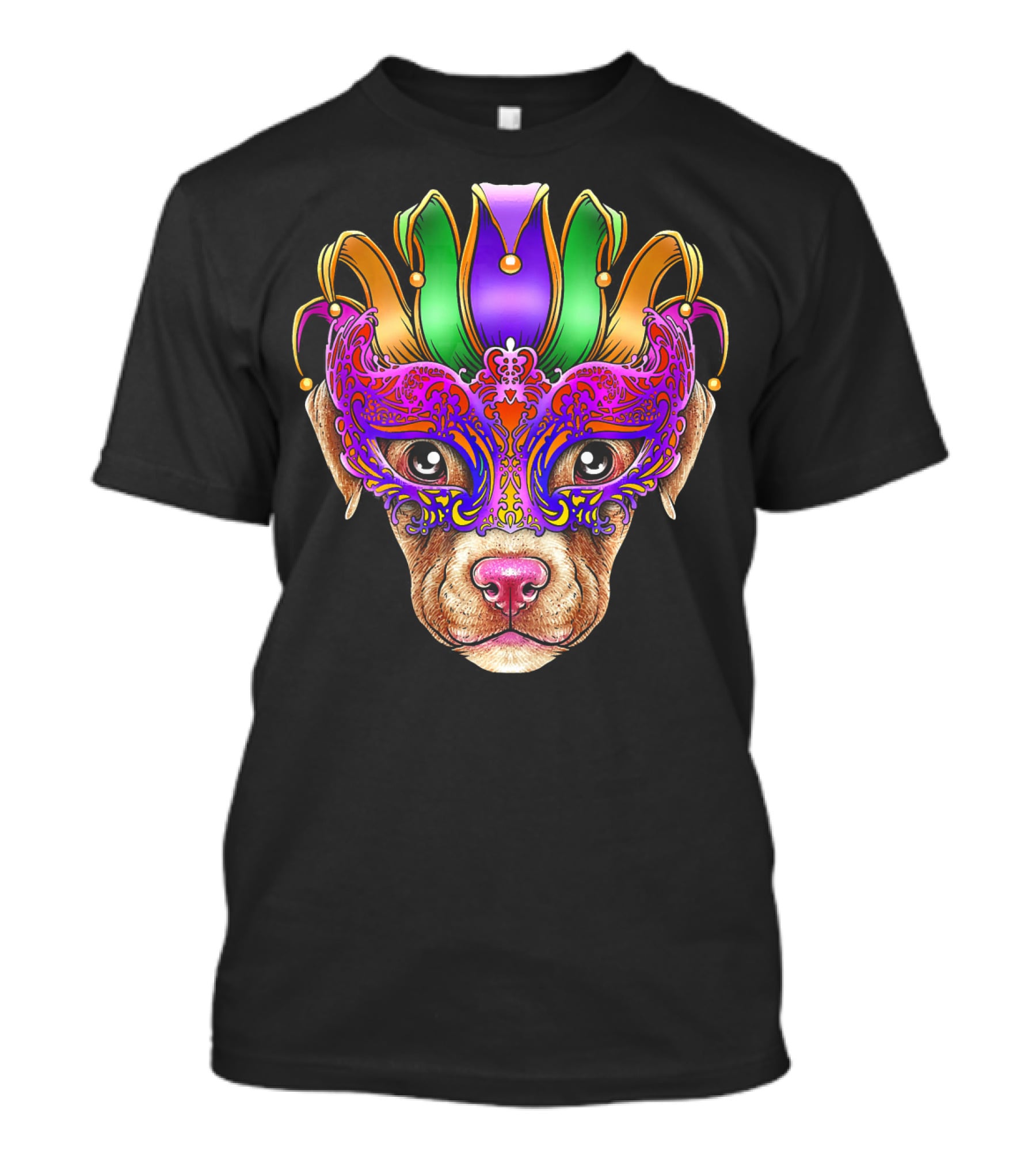 Pitbull Dog Jester Mask Mardi Gras T-Shirt
