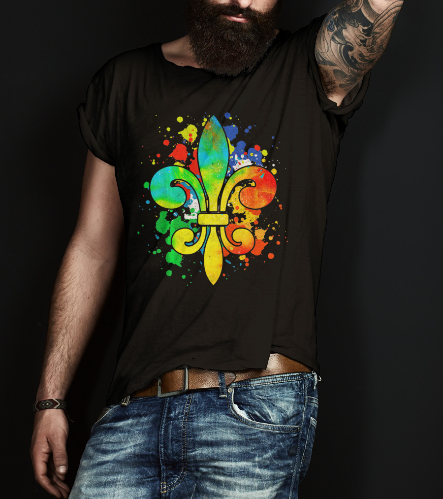 Mardi Gras New Orleans Colorful Fleur De Lis T-Shirt