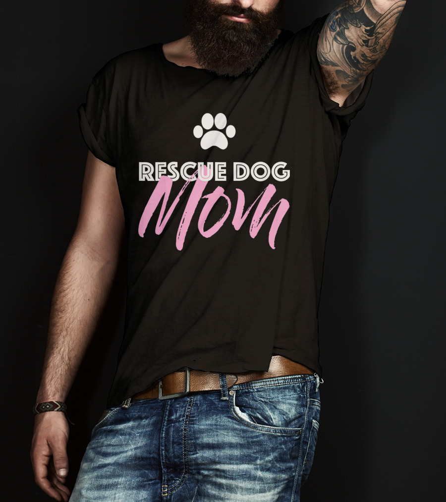 Rescue Dog Mom Paw Print Cute Shelter Dog T-Shirt