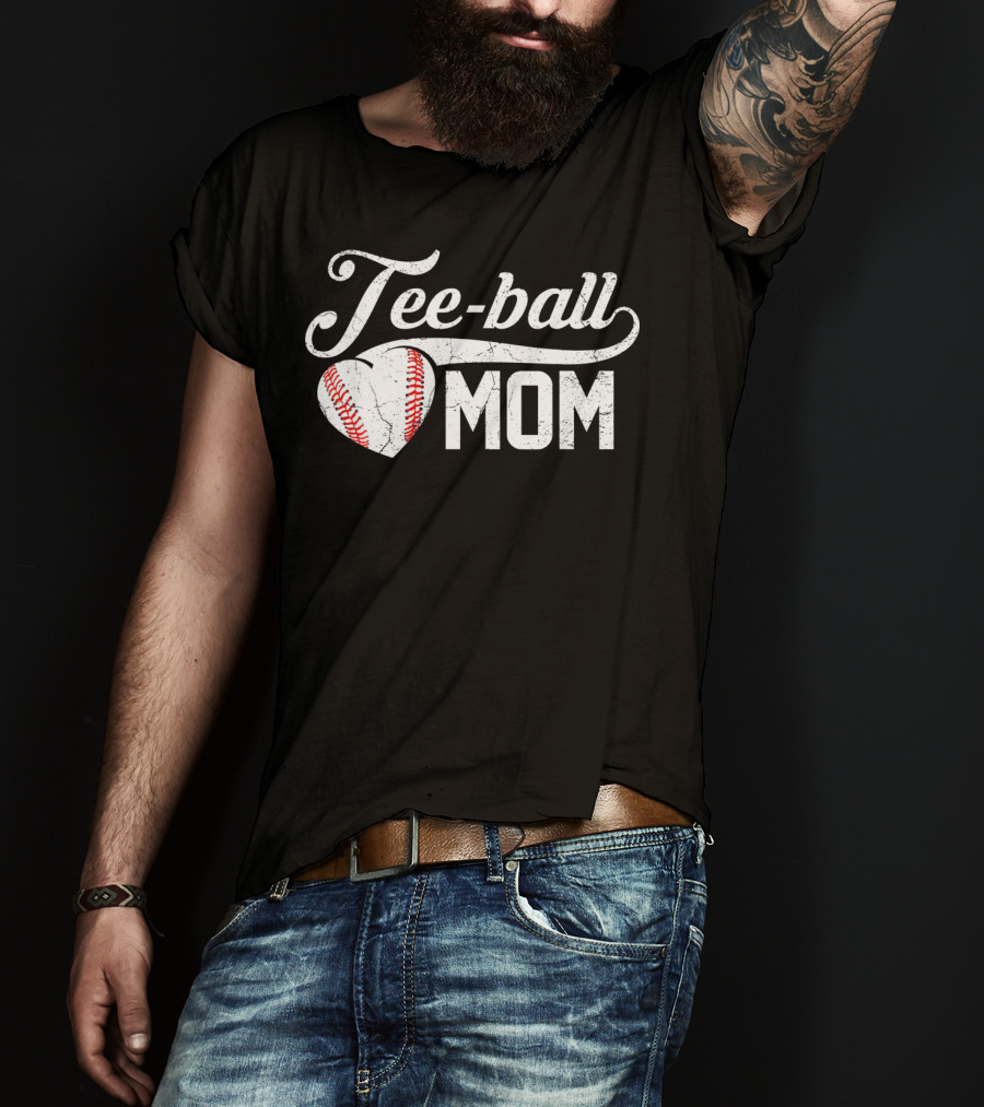 Tee-Ball Mom Heart Baseball T-Shirt