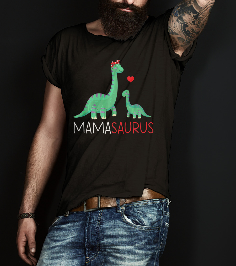 Mamasaurus Rex Mama Saurus Dinosaurs With Heart And Bow T-Shirt